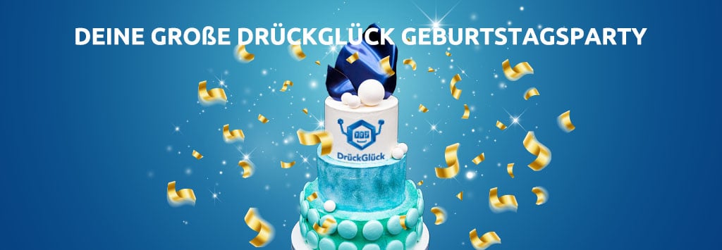 DrückGlück-Geburtstagstorte mit Schriftzug